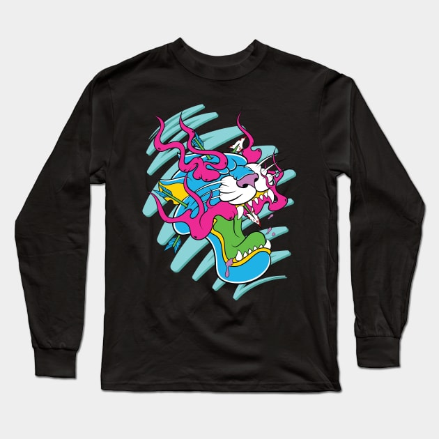 Neon Panther Long Sleeve T-Shirt by stuffofkings